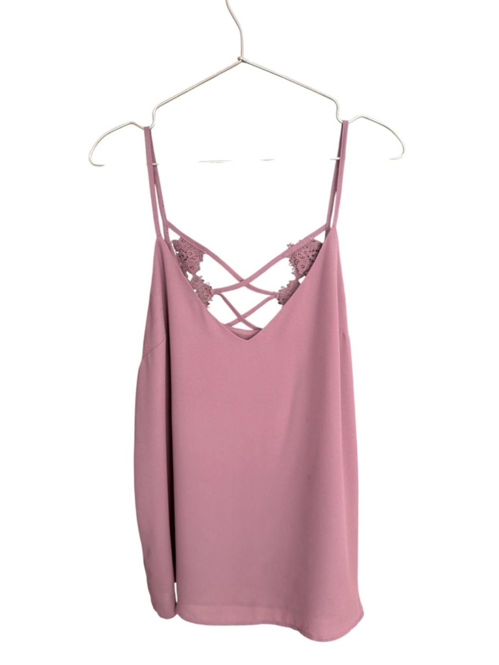 Kismet Women’s Size Medium Mauve Pink Crisscross Lace-Back Cami Top